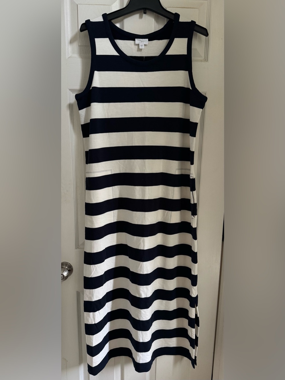 NWT J. Jill Navy and White Striped Sleeveless Maxi Dress